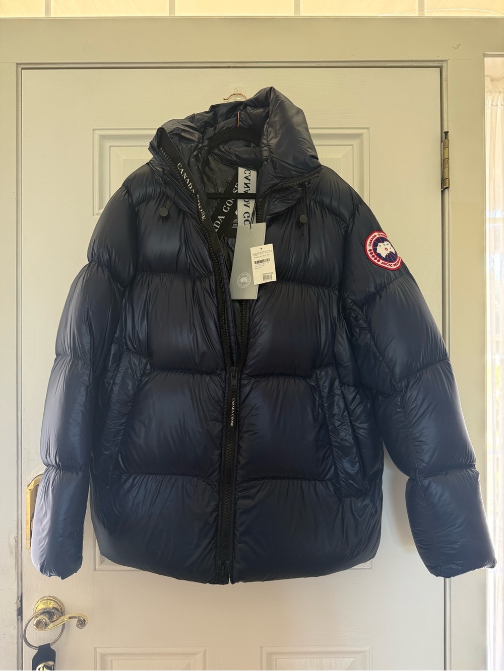 Canada Goose Crofton Atlantic Navy Hooded Puffer Jacket